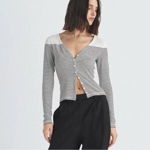 Rag & Bone Knit Striped Vee Cardigan - size small